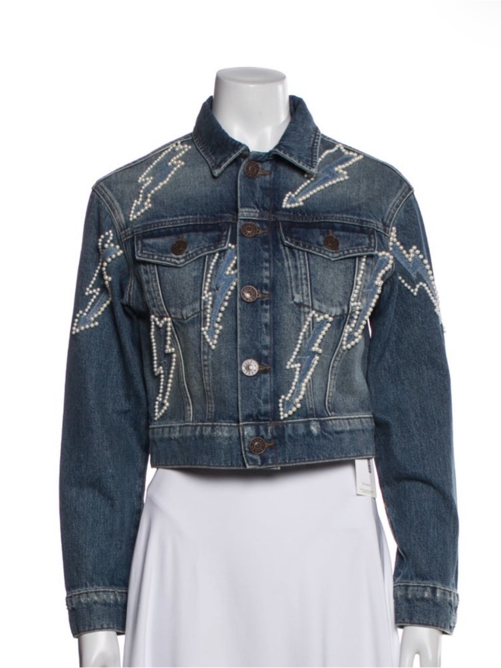 SANDRO Pearl Lightning Denim Jacket - Dark Blue
